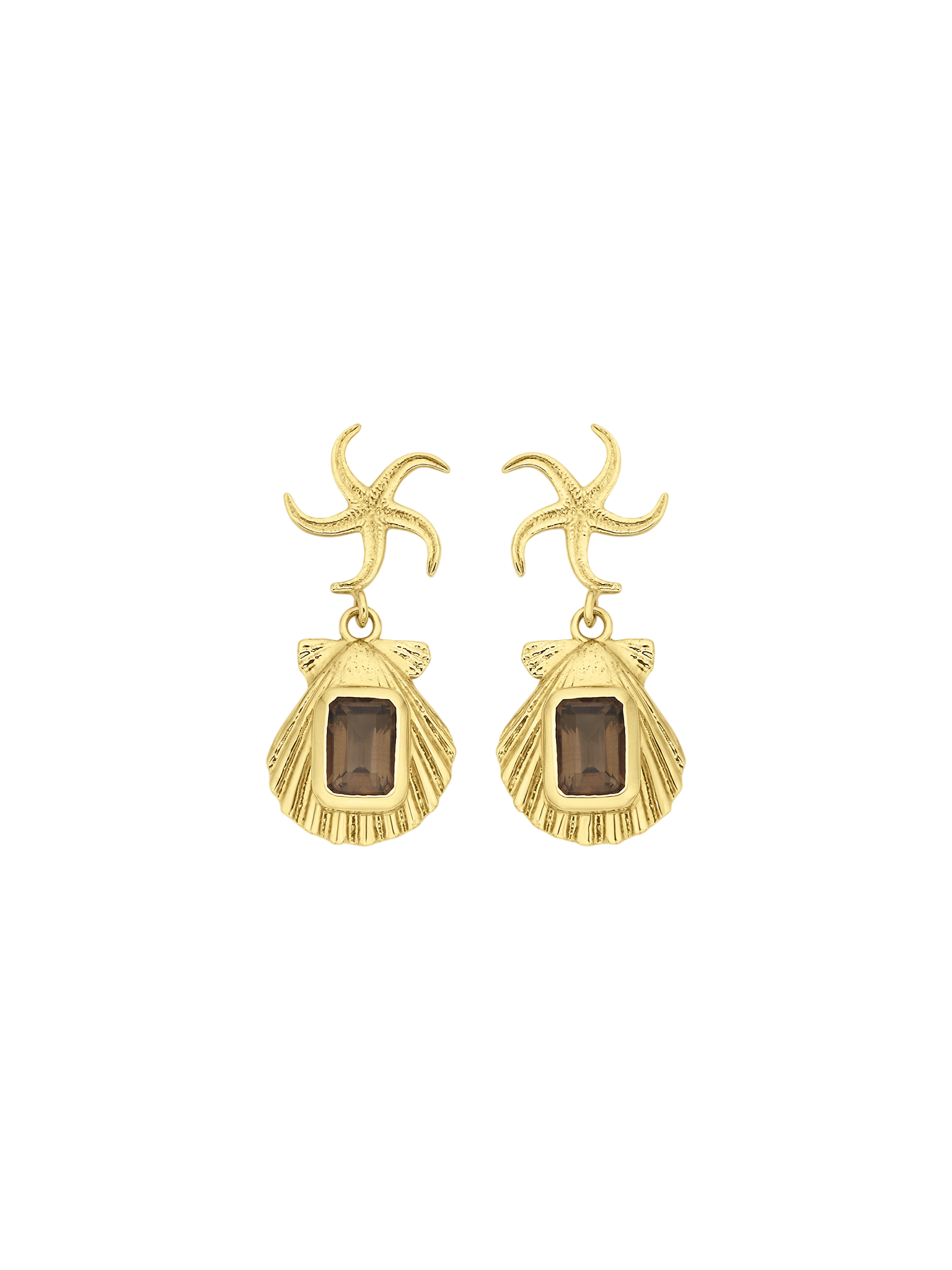 Alara earrings gold with smokey quartz